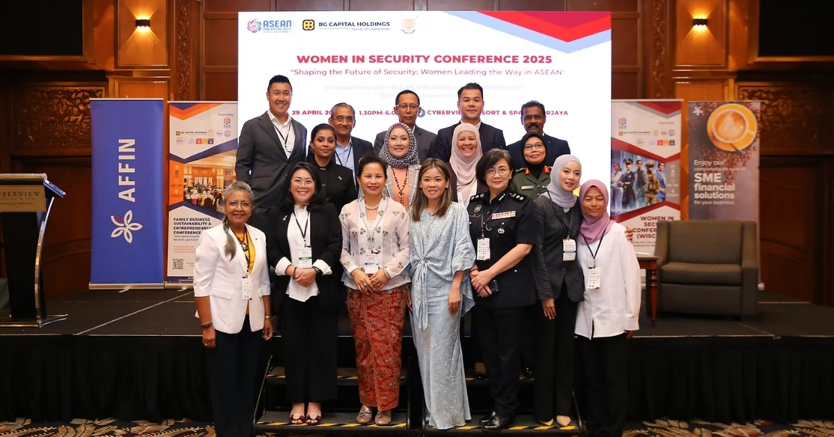 ASIS Malaysia delegates and speakers at WISC 2025 in Cyberjaya, promoting women’s leadership in the security industry